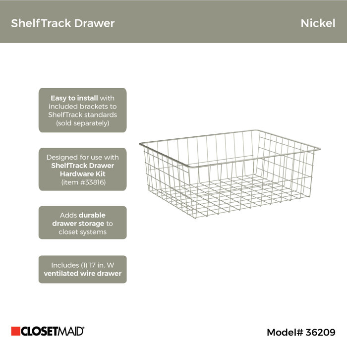 ClosetMaid ShelfTrack Wire Basket AddOn Drawer Wayfair